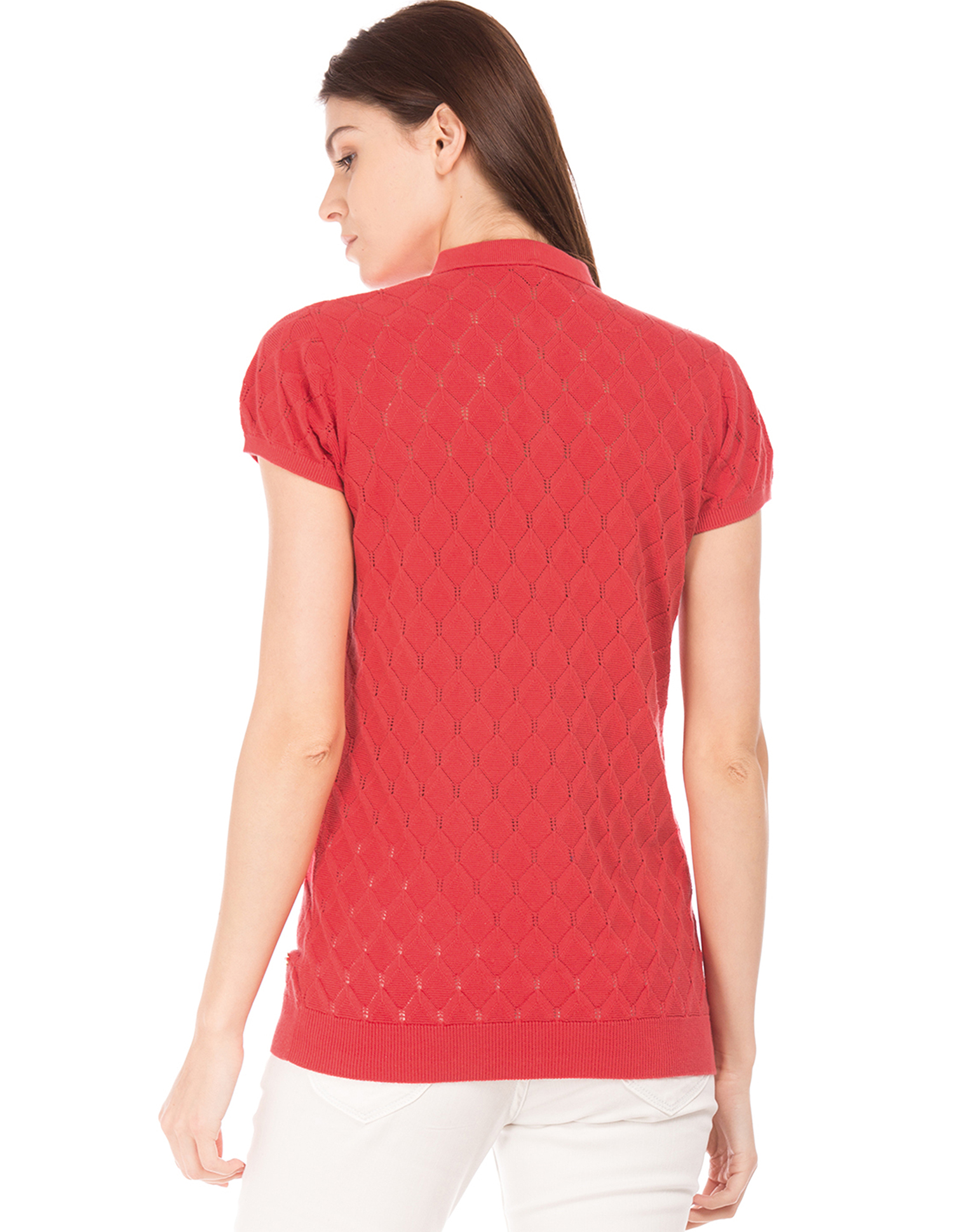 U.S.Polo Assn. Women's Half Sleeve Slim Fit Red Polo T-Shirt